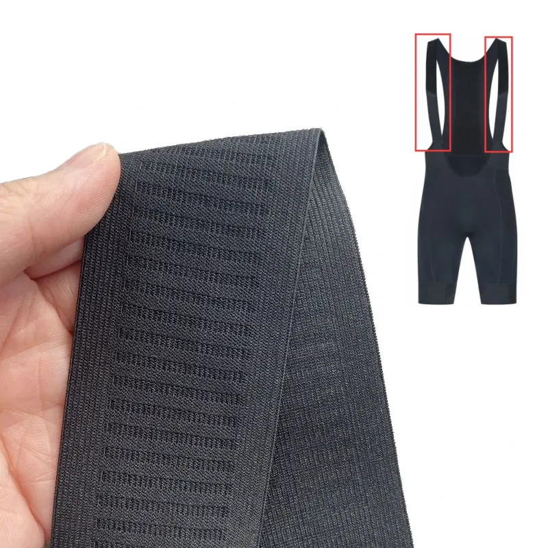 Good Stretch Elastic Cycling Bib Shorts Schulter band 45mm Breite Atmungsaktives, schnell trocknendes Polyester-Gurtband