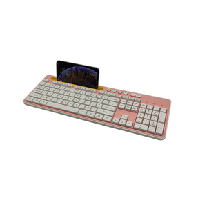 Precio de promoción de fábrica, teclas Multimedia rosas, membrana, teclado inalámbrico de 2,4g, teclado inalámbrico para ordenador