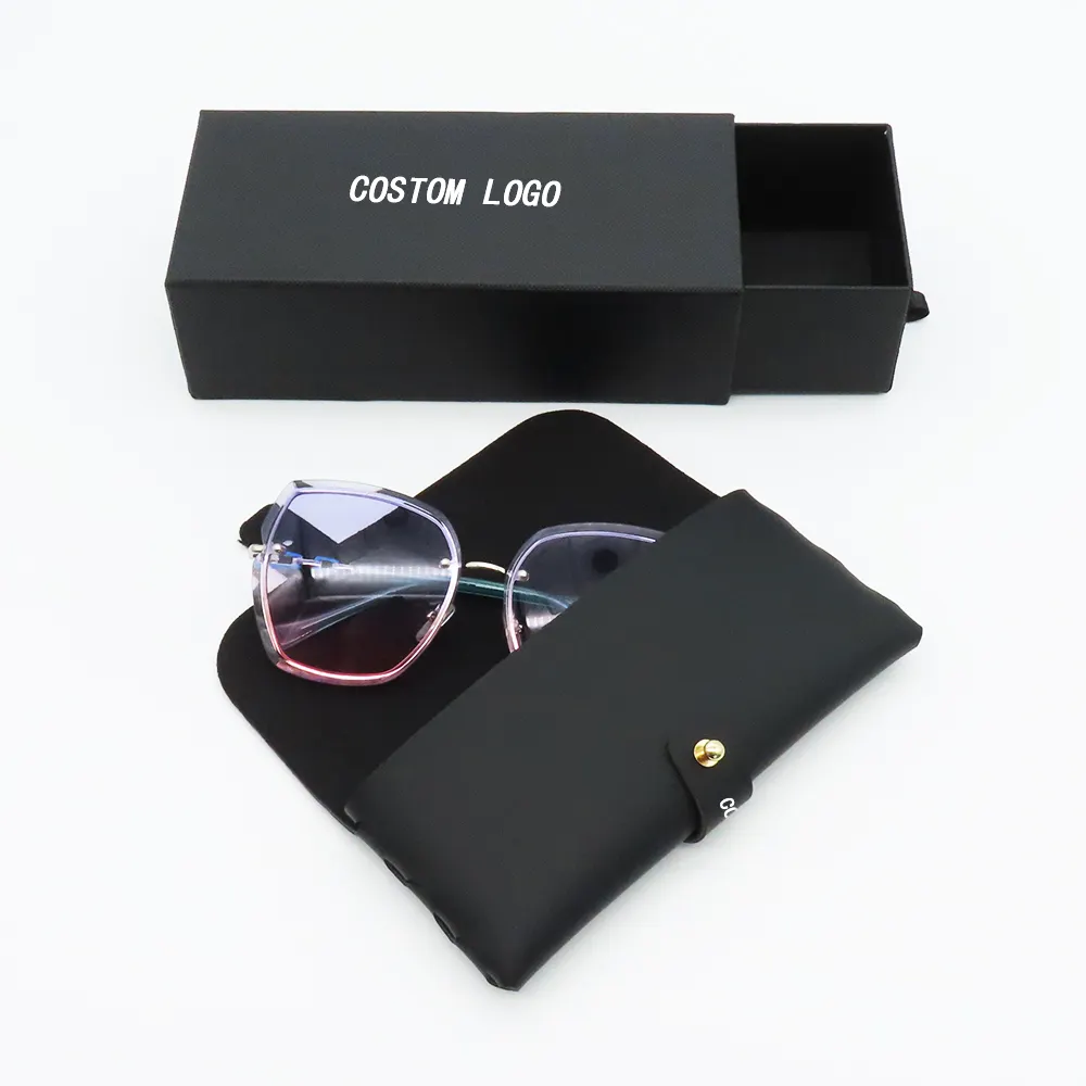 Bolsa de tecido rígido de papelão para óculos de sol, carteira triangular magnética dobrável com caixa de gaveta, estojo de papel rosa