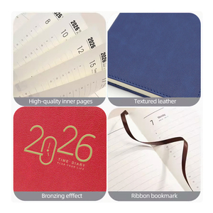 Cuaderno diario de cuero 2026 A5 con plan de horario y agenda de calendario diario impreso para regalo de negocios con cubierta de papel - Product Image 2