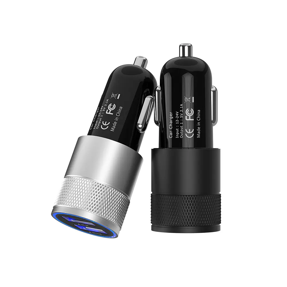 Mini Oem LED Mobile Port Power 12V Schnell ladung 5V 2.1A 3.1A Adapter für iPhone Kamera Laptop 2 USB Auto ladegerät