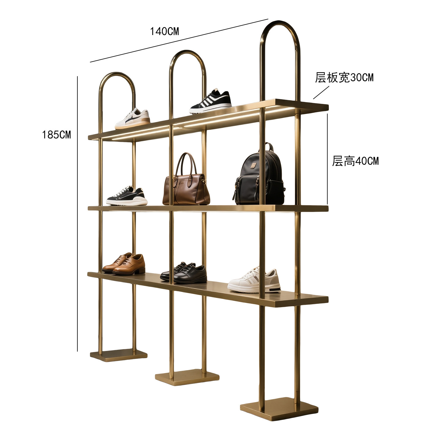 Gold,L:100cm,W:30cm,H:160cm