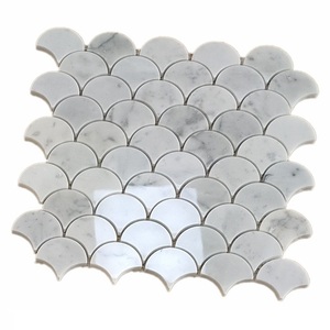 Thiết kế chữ thập độc đáo Carrara đá cẩm thạch trắng Gạch <span class=keywords><strong>Mosaic</strong></span> ủng hộ trên lưới - Product Image 6