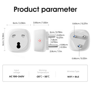 Sudáfrica Enchufe Tuya WiFi Smart South Arica Enchufe 220V 16A Monitor de potencia Temporización Enchufes de control remoto de voz - Product Image 6