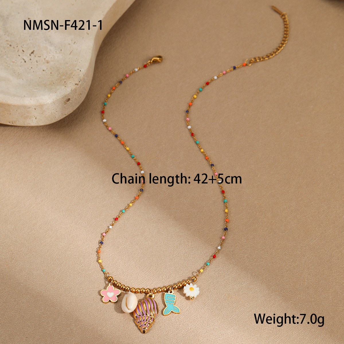 Nms-f421-1 Purple Conch Necklace