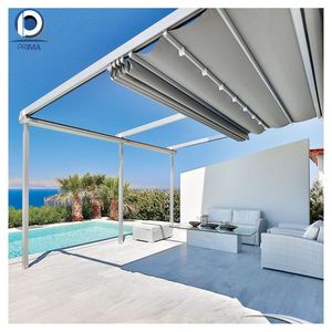 Prima Modern Style Retrátil Pvc Roof Pergola Personalizado Restaurante Pergola Aluminum Villa Garden Outdoor Folding Pergola