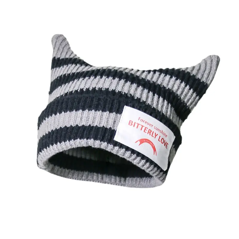 Moda nuevo estilo invierno lindo gato oreja sombreros de punto gorras gorro ganchillo Kulomi gorros con orejas de animales