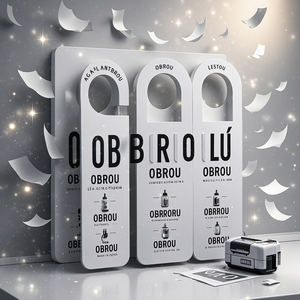 Obrou 300gsm厚定制印刷牛皮纸艺术纸板耐用酒店门衣架挂钩/传单名片印刷 - Product Image 4