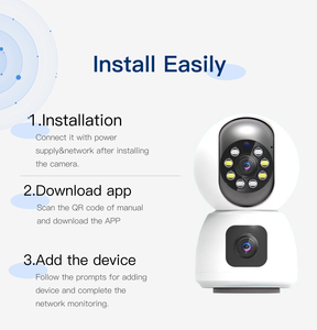Cámara de doble lente CCTV IP inalámbrica de 3MP, visión nocturna Full HD, alarma de seguimiento humano colorida, micrófono de sirena incorporado, seguridad Wifi en la nube - Product Image 3