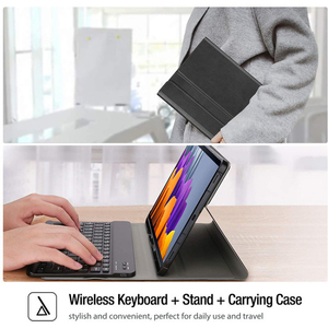 三星Galaxy Tab S7 Plus SM T970 T976B对开翻盖平板电脑盖无线可拆卸键盘铅笔架聚氨酯皮套 - Product Image 4
