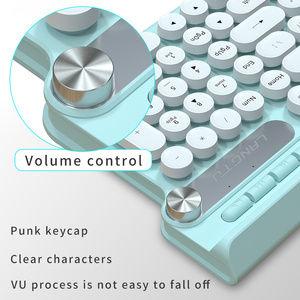 Teclado y ratón para ordenador de escritorio, combo de teclas redondas, estilo Retro Punk, máquina de escribir silenciosa, con cable USB, para PC y portátil - Product Image 4