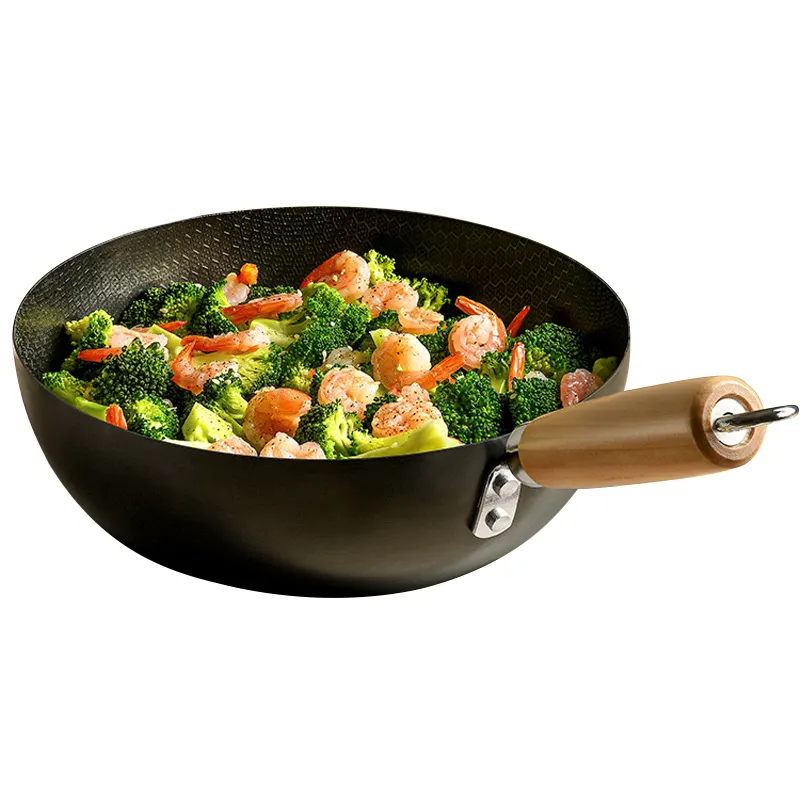 NonStick Iron Wok Lightweight HoneyComb Wok Compatible with various stoves
