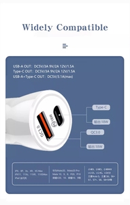 <strong>38W</strong> A+C Universal Portable Mini Car <strong>Charger</strong> High Compatibility Automatic Battery <strong>Charger</strong> All Mobile Fast <strong>Charger</strong> Type-C ABS - Product Image 3