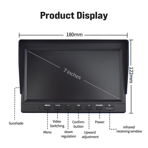 OEM/ODM 7 pulgadas de alta definición AV RCA interfaz CVBS LCD TFT pantalla DC 8-35V Pantalla de imagen inversa Monitor de coche camión autobús Escritorio