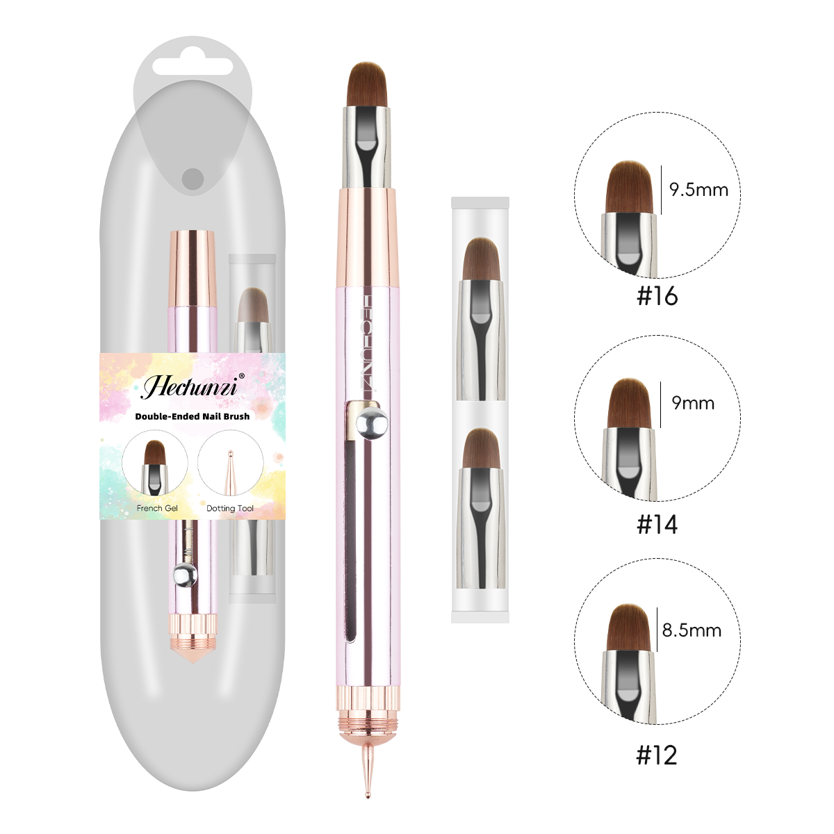 1pc Double-ended Brush+2 replaceable tips with packaging