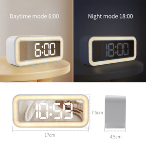 LED Mirror Alarm Clock Display <strong>Time</strong> with Night <strong>Light</strong> and Snooze Function Two USB Ports Table Digital Clock for Bedroom - Product Image 3