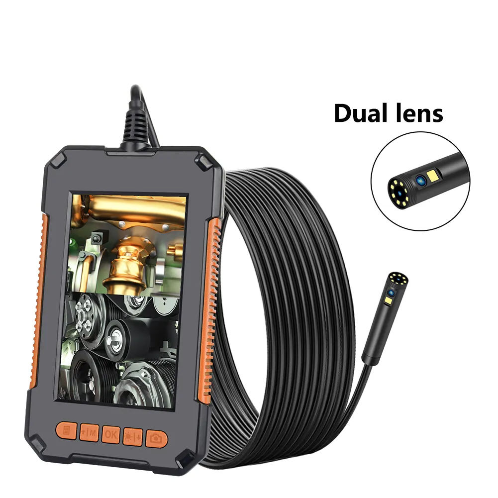 1080P HD dual-objektiv pipeline endoskop kamera 4.3 zoll bildschirm industrie auto inspektion und wartung kamera mit 8LED lichter