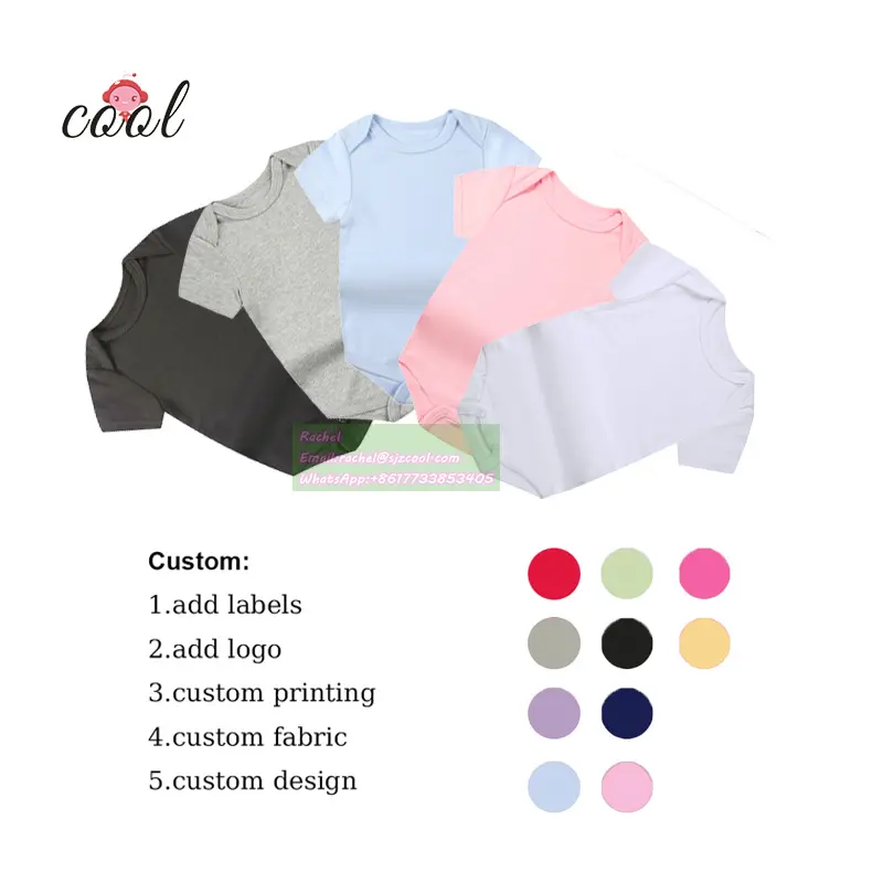 CPC Factory shortsleeve custom bulk color tutina baby tuta vestiti blank kids pagliaccetti 100% cotone stampa personalizzata pagliaccetti per bambini