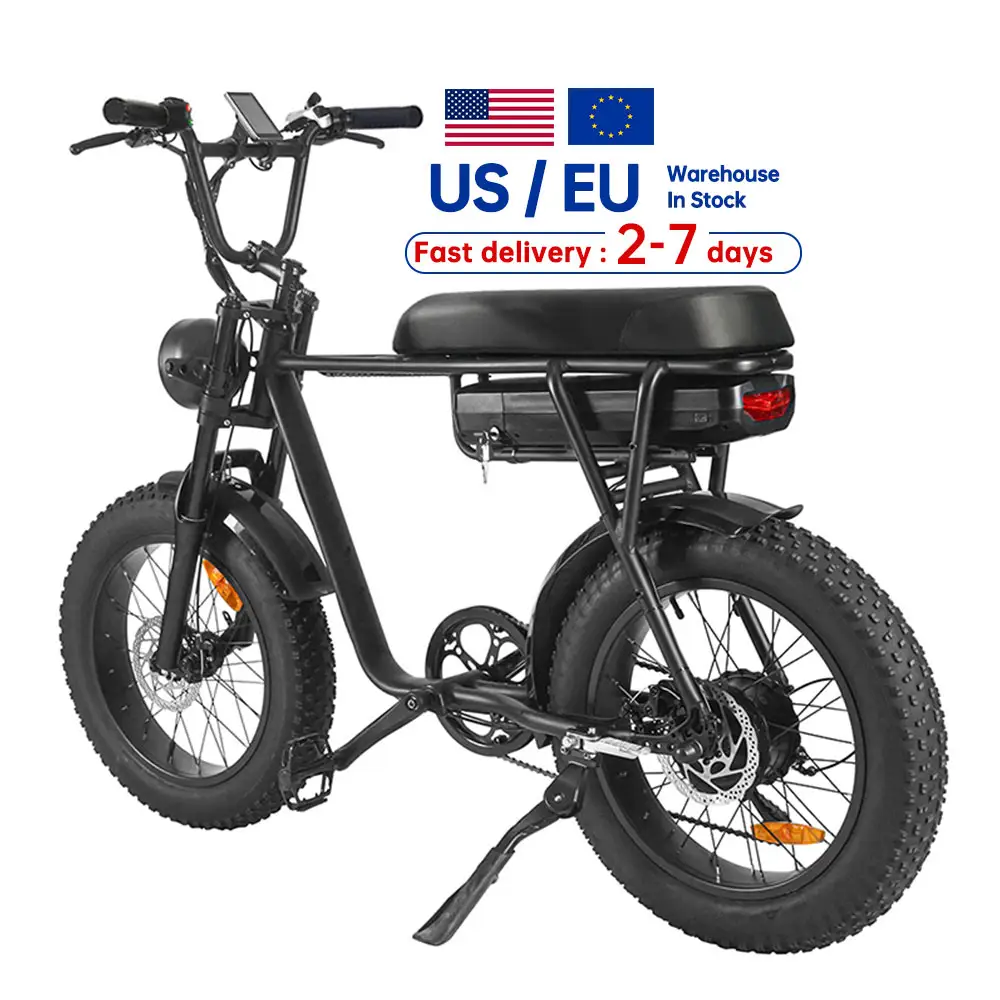 Sepeda Listrik Retro Vintage E, ban sepeda listrik sepeda gunung gemuk 48V 250W 1000W