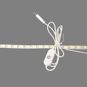 USB güç 5V Led şerit işıklar SMD 5050 0.3/0.5/1/2/3/4/5 metre dokunmatik dimmer anahtarı ile gösterge ışığı - Product Image 4