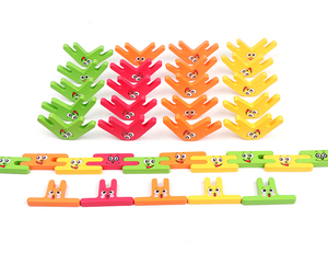 OEM Wooden Stacking Balance Toy Colorful Clip Shape IQ Logic Puzzle <strong>Pattern</strong> <strong>Building</strong> <strong>Block</strong> for Kids and Adults - Product Image 1