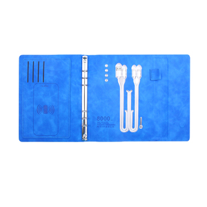 Smart <strong>A5</strong> Tri Fold Notebook Agenda with Power Bank Time <strong>Display</strong> Fabric Cover Leather Lork Spiral Style Promotional Note <strong>Book</strong> - Product Image 4