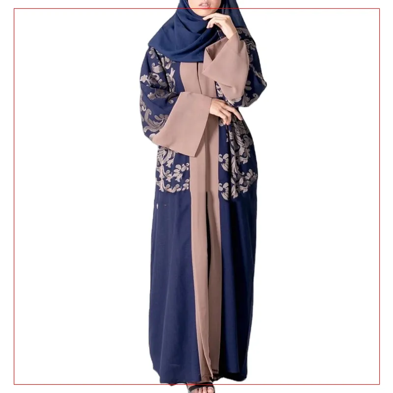 Kimono musulmán abaya con diseño personalizado, ropa islámica abierta por delante, tejido de algodón humano, abaya de Dubái, 2020