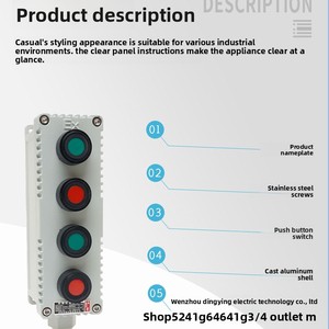 La53-1H/2H/3H interruttore di comando autobloccante a prova di esplosione in alluminio interruttore a pulsante di arresto di emergenza 10A Max. Corrente 220V Max. - Product Image 4