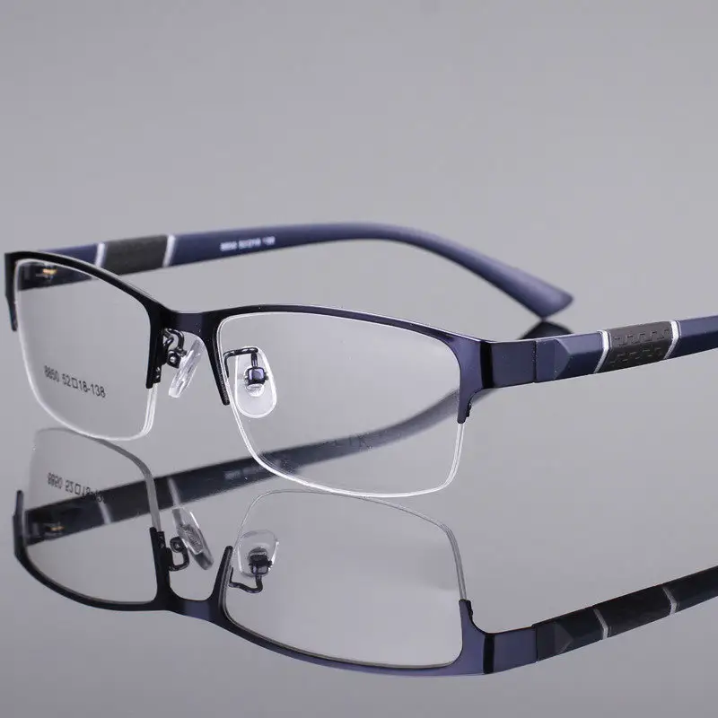 Montura de Metal para hombre, gafas ópticas de medio marco para oficina, marca de moda
