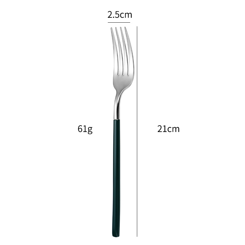 Fourchette de table verte et argentée