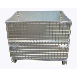 Caja de almacenamiento apilable pequeña plegable contenedor de jaula de alambre de malla metálica - Product Image 1