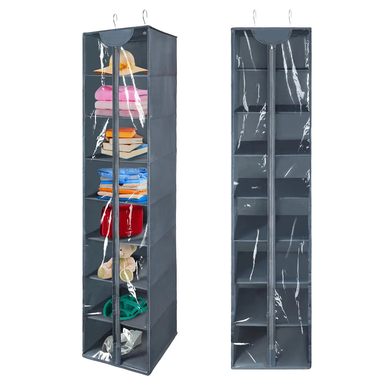 ชั้นวางของ PVC ใส8ชั้นจัดระเบียบตู้เสื้อผ้าพร้อมซิป