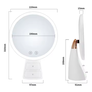 充電式LED照明化粧ミラー小型引き出し付きベストスマートホームバニティテーブルラウンドミラータッチスクリーンバニティミラー - Product Image 4
