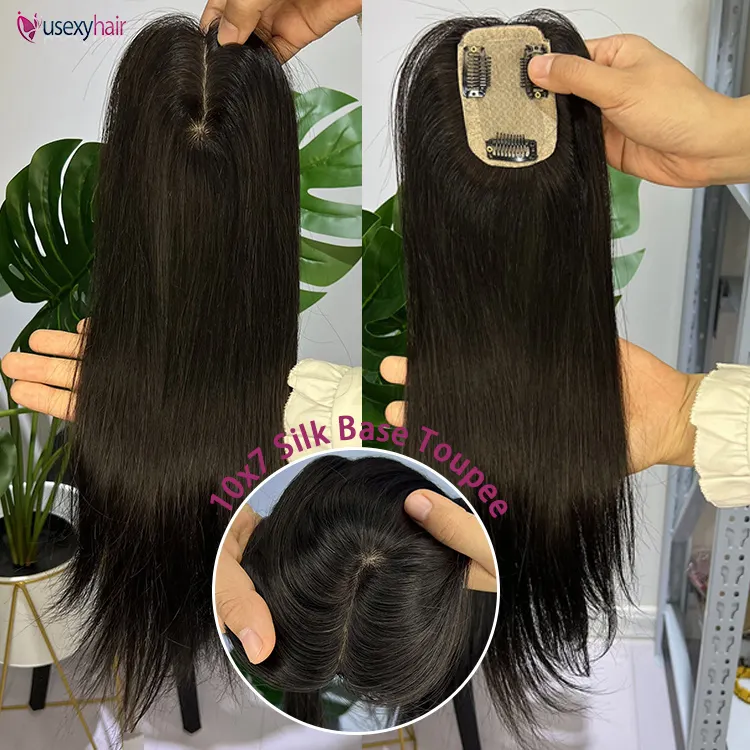 LONGFOR Top Grade Ready Stock Nueva Base de inyección de seda Piezas de cabello para mujeres Tupé de cabello virgen chino para mujeres Topper