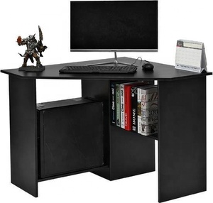 Mesa de escritorio de madera con forma de triángulo para ordenador, pequeño espacio negro, moderno, con estantería para el hogar y la Oficina - Product Image 1