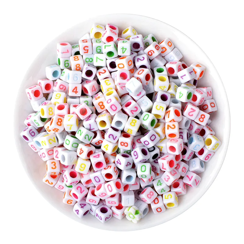 2800 pièces numéro carré perles en vrac porcelaine blanc acrylique perles bricolage perles ensemble pour la fabrication de bijoux enfants