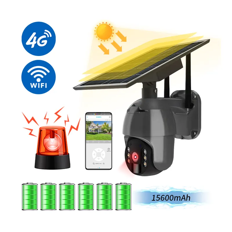 2K 4K Solar Security Camera 2G 3G 4G Gsm Sim Card Wifi 2Mp 4Mp 6MP 8MP Solar Powered Ptz Ip CCTV Cameras