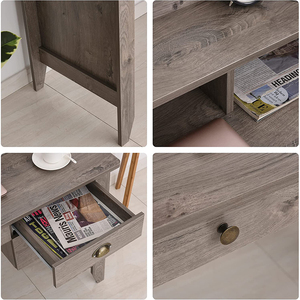 Escritorio de mesa de ordenador de oficina de 3 cajones gris con aparador y gestión de cables - Product Image 5