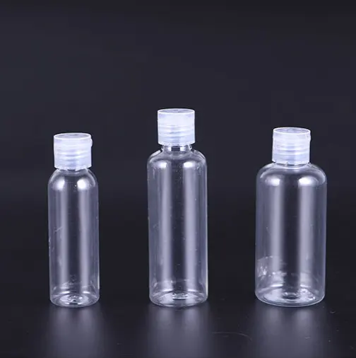 Botella de plástico personalizada de alta calidad, tapa superior abatible, color blanco y negro