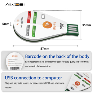 AIKESI RD-10C Waterproof Humidity Recorder Single Use USB Disposable Temperature <strong>Data</strong> <strong>Logger</strong> Generate PDF/<strong>Excel</strong> Report - Product Image 2