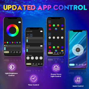 USB RGB LED yıldız projektör deniz dalga projektör gece lambası yatak odası gökyüzü için müzik hoparlörü ve uzaktan kumanda ile yeşil lazer - Product Image 3