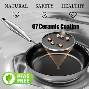 Oem chấp nhận được pfas miễn phí Bộ đồ nấu nướng màu đen Lớp phủ gốm chậu và Chảo thép không gỉ không dính chảo không có đinh tán cảm ứng cơ sở - Product Image 5