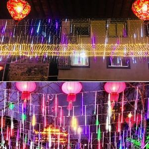 ไฟ LED ฝนดาวตก8หลอดสำหรับตกแต่งกลางแจ้งขนาด30ซม./50ซม./80ซม.
