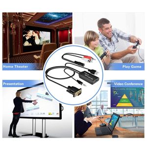 Adaptador VGA a HDMI VGA2HDMI, Cable convertidor de Audio y vídeo con Audio de 3,5mm para proyector HDTV PC - Product Image 6