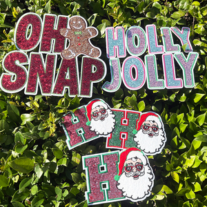Nhiệt Báo Chí Sắt Trên Sequin Thêu Vá Tùy Chỉnh Thêu Giáng Sinh Gingerbread Holly Jolly Chenille Các Bản Vá Lỗi Cho Quần Áo - Product Image 2