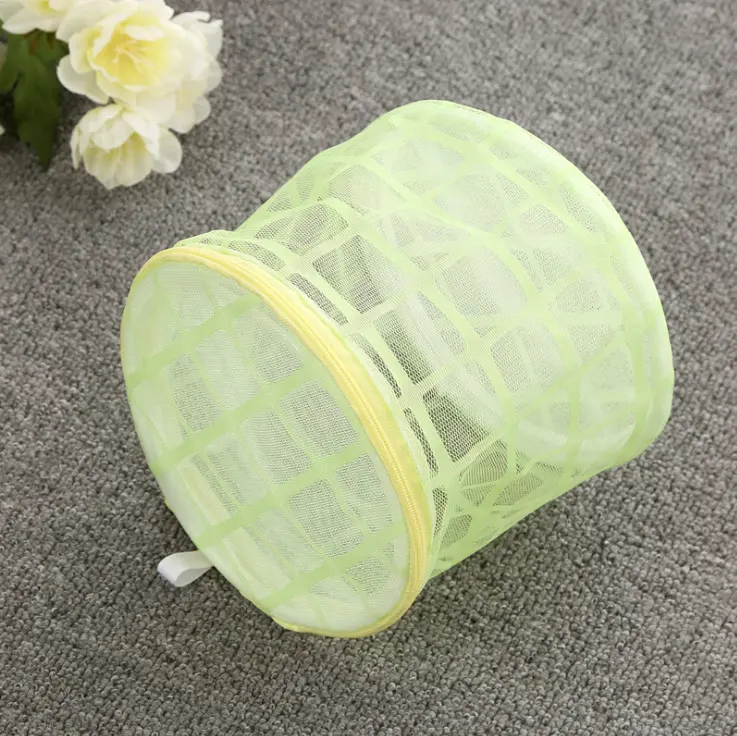 Einzelhandel obst grün tragbare wäsche tasche kleine loch net darlehen nylon mesh wäsche tasche