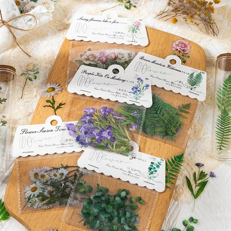 Paquete de 20 hojas/paquete de pegatinas para mascotas Four Seasons Flower House Series Material de manual de flores realistas