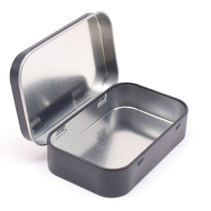 定制标志空小食品级锡罐金属矩形铰链锡盒薄荷糖丸饰品 - Product Image 3