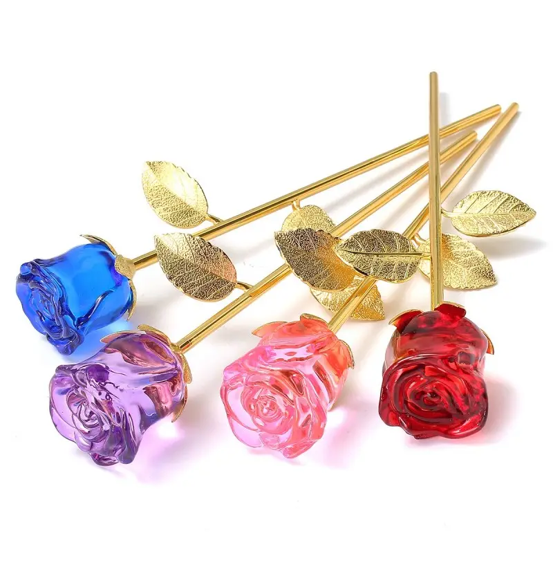 Flor de rosa de cristal roxo para casamento, vermelho, azul, roxo, presentes de retorno, lembrança para casamento