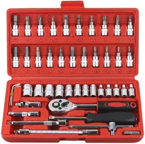 46PCS Ratchet Handle <strong>Tool</strong> Set - Durable Car Repair Spanner <strong>Kit</strong> with Storage Box for Mechanics <strong>Red</strong> Color Case 003 - Product Image 5